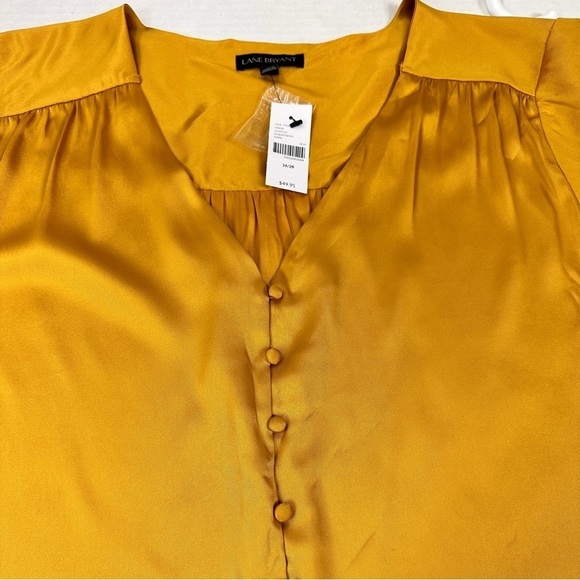 Lane Bryant Gold V Neck Blouse - Picture 3 of 10